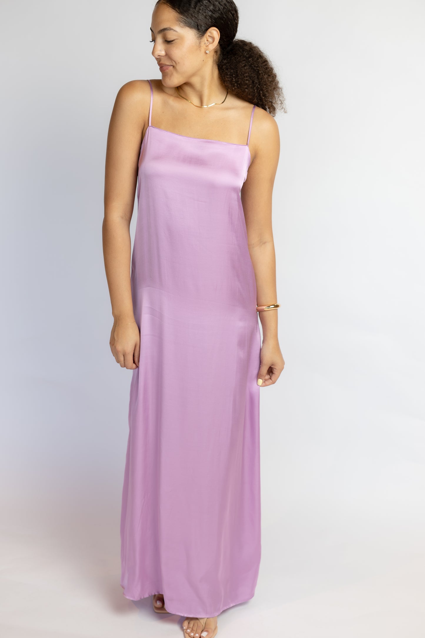 Aria Straight Neck Slip Maxi Dress