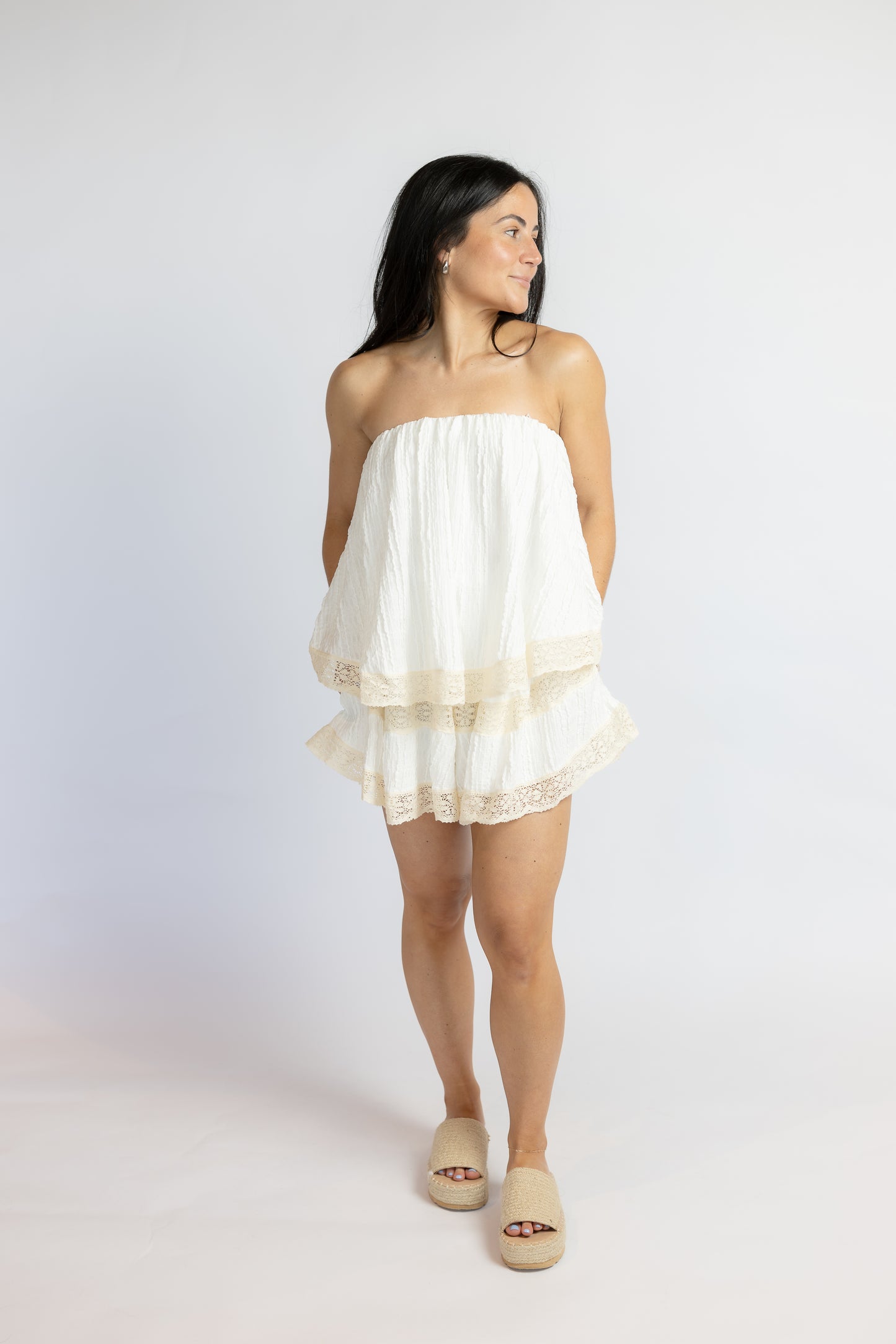 Shawn Lace Tube Romper