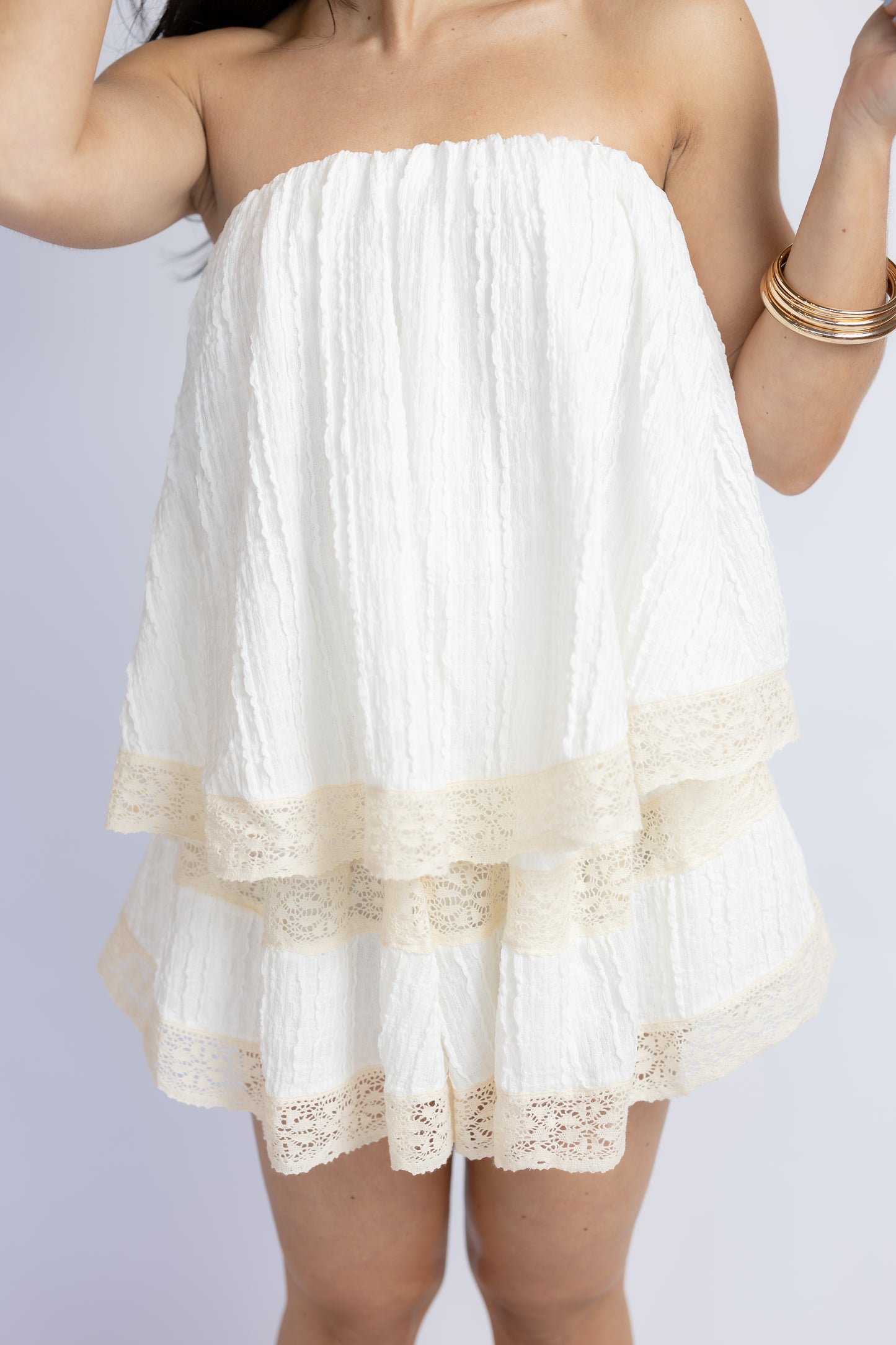 Shawn Lace Tube Romper