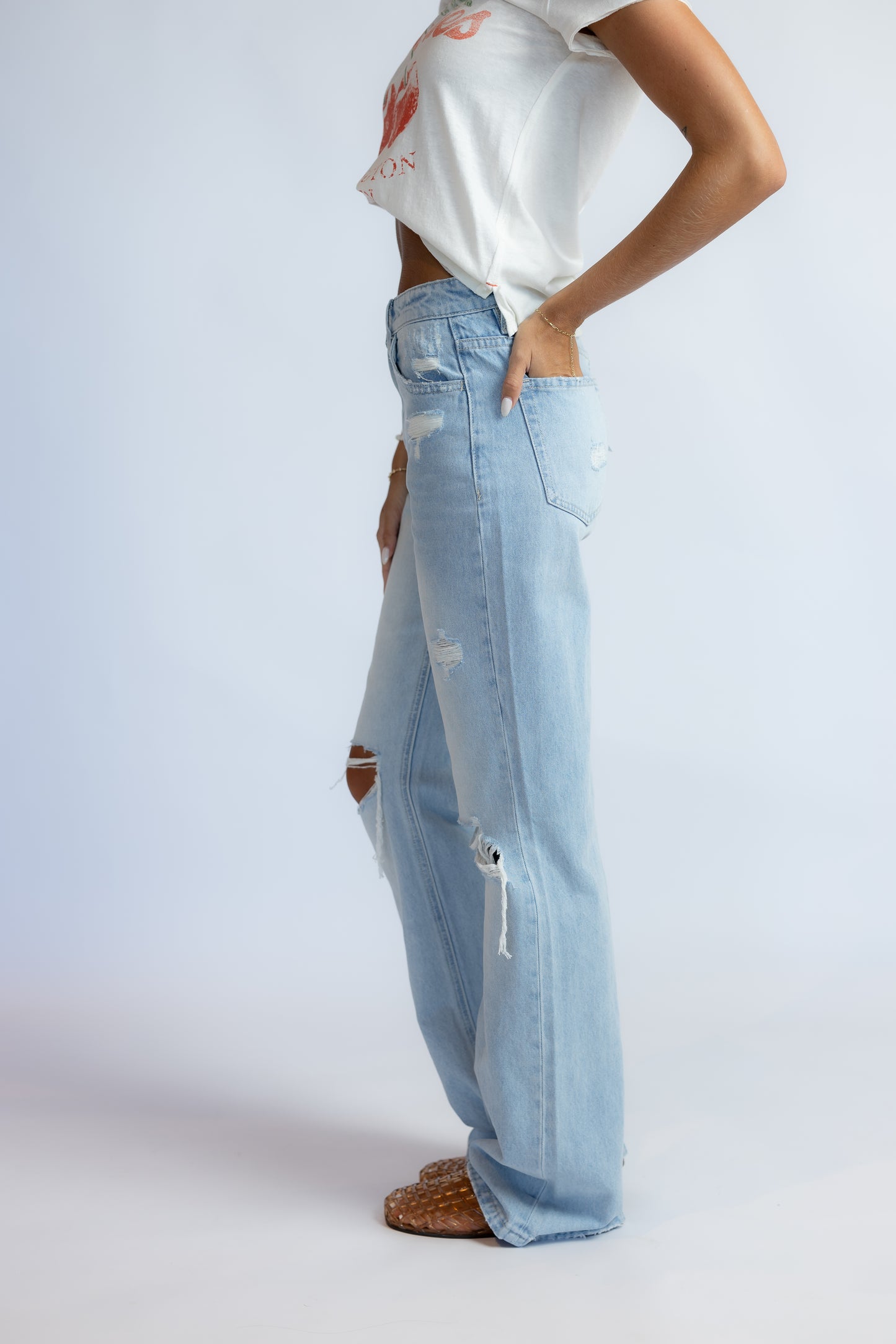 At My Best Distressed Straight Jeans