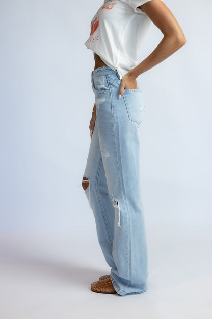 At My Best Distressed Straight Jeans