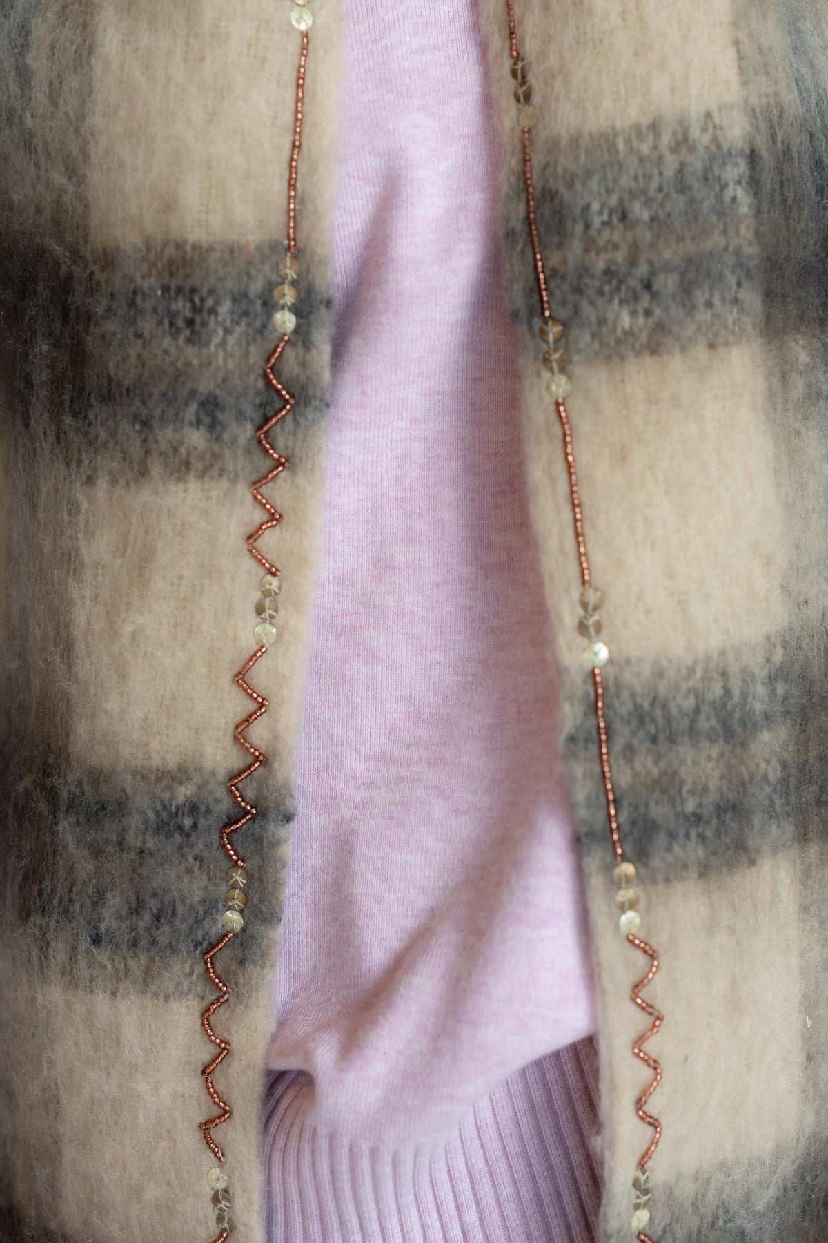 Highland Plaid Skinny Scarf Neutral Combo
