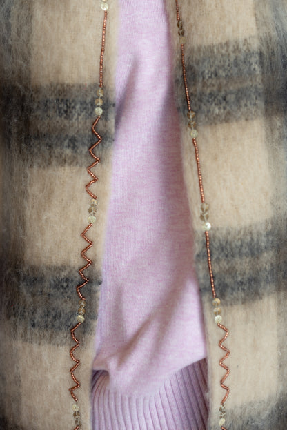 Highland Plaid Skinny Scarf Neutral Combo