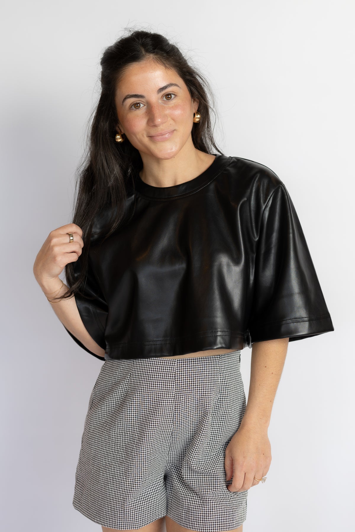 All It Takes Leather Crop Top