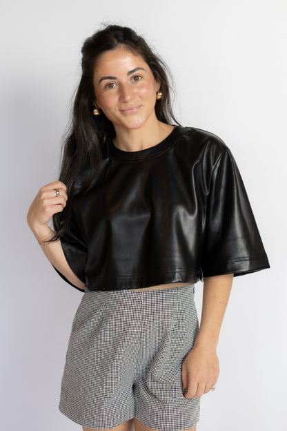 All It Takes Leather Crop Top