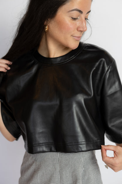 All It Takes Leather Crop Top
