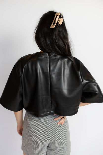 All It Takes Leather Crop Top