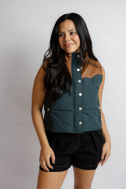 Mel Western Contrast Leather Vest