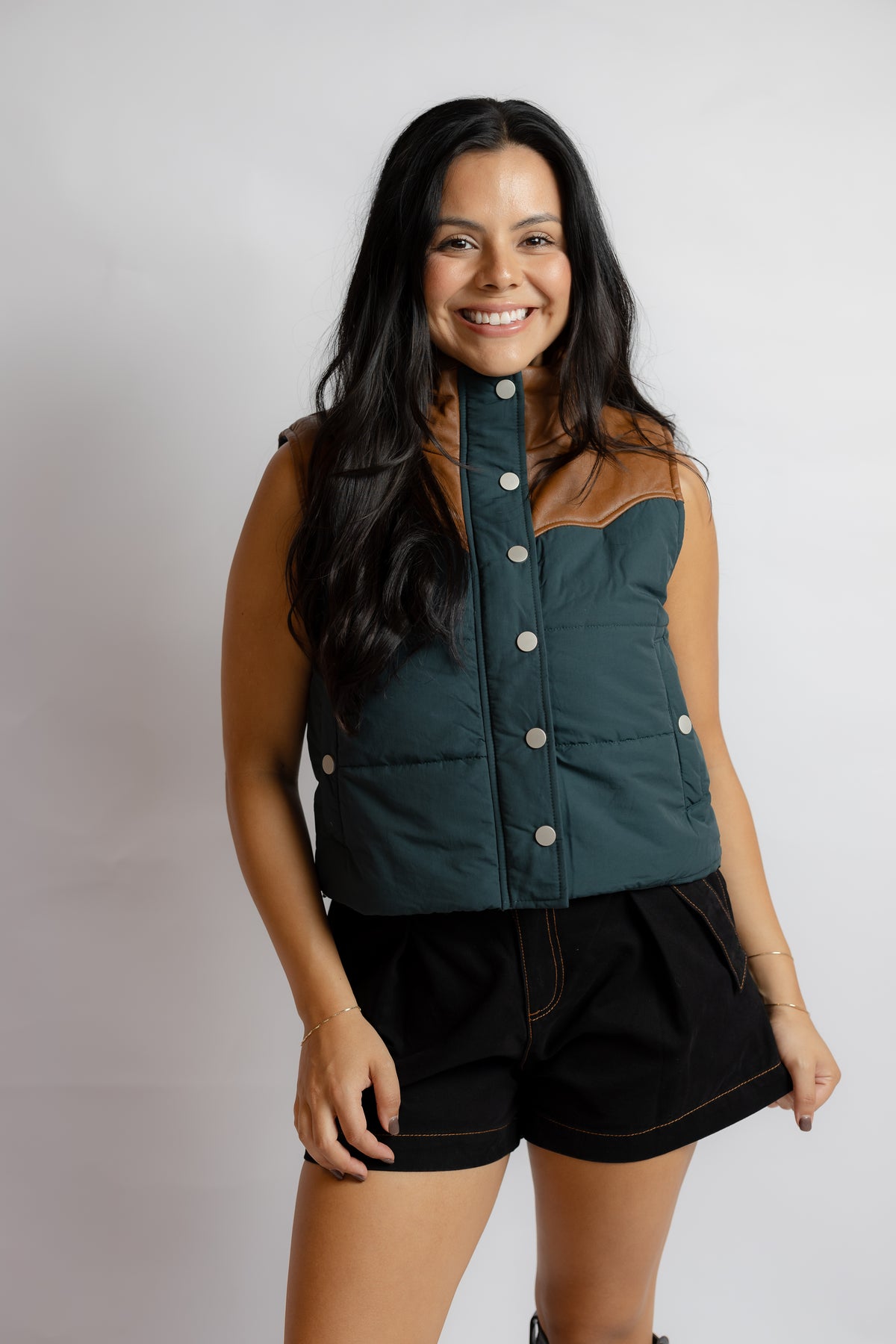Mel Western Contrast Leather Vest