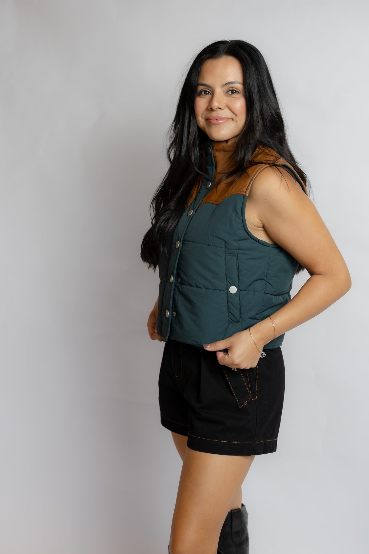 Mel Western Contrast Leather Vest