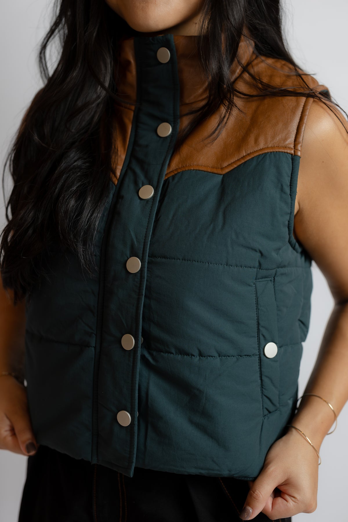 Mel Western Contrast Leather Vest