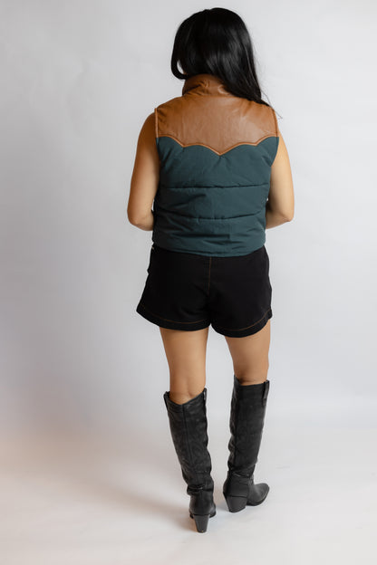 Mel Western Contrast Leather Vest