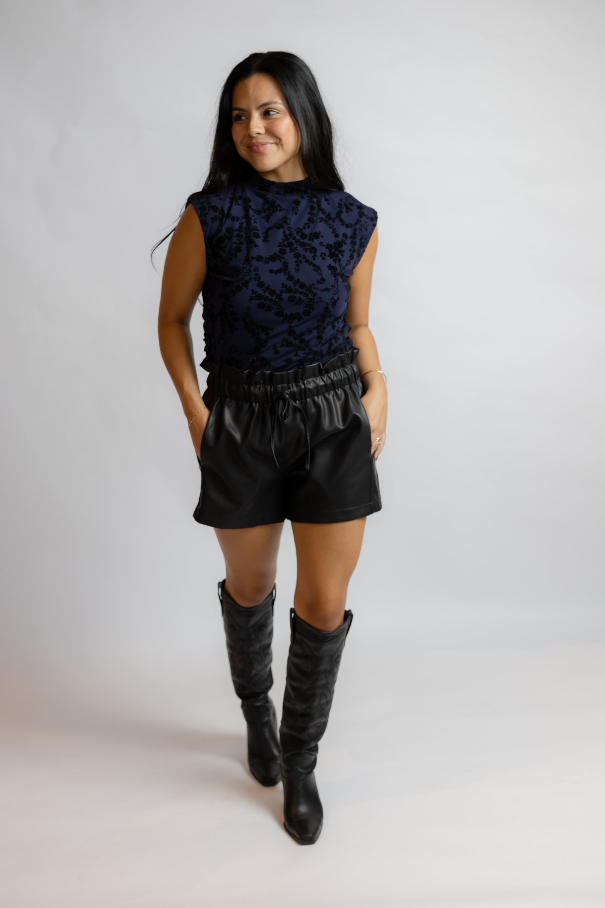 Sophie Leather Drawstring Shorts
