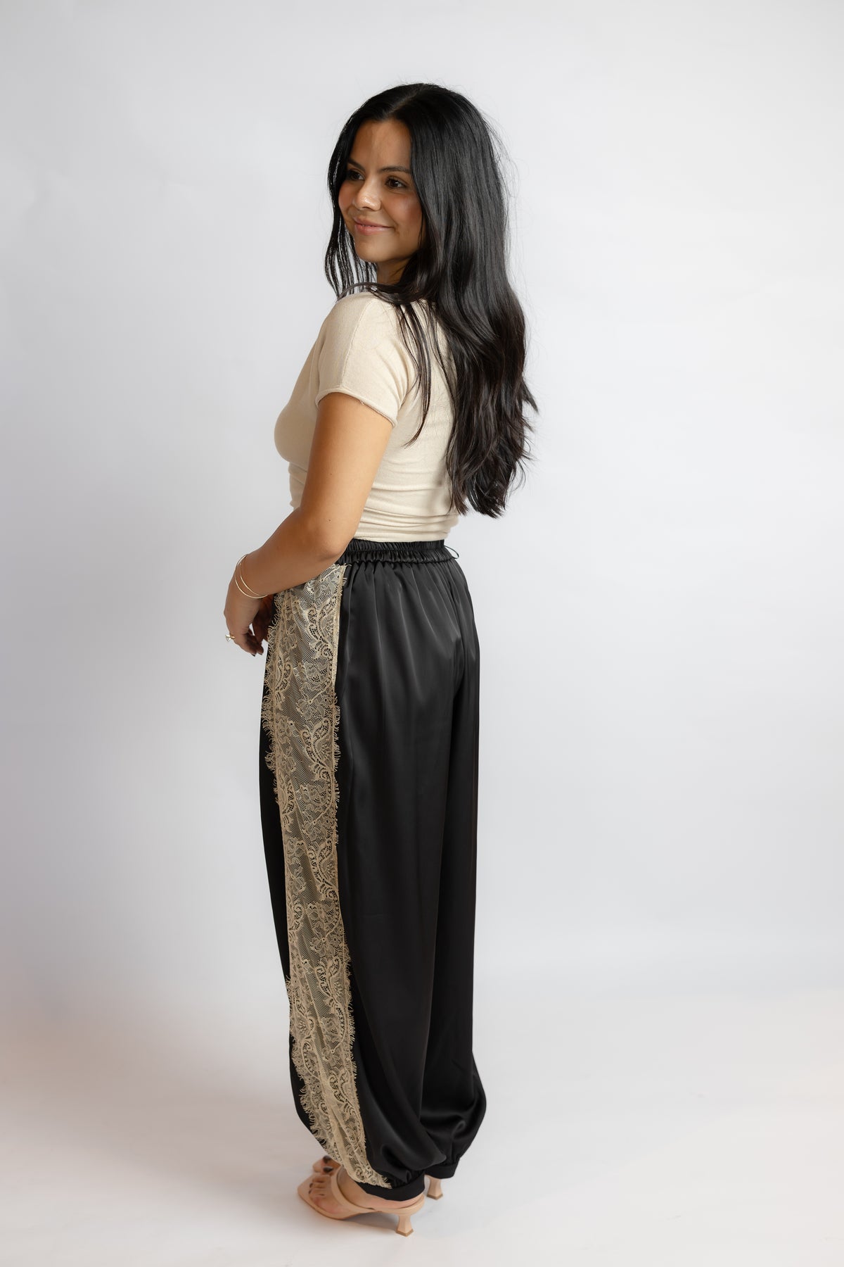 Take Me Satin Lace Balloon Pants