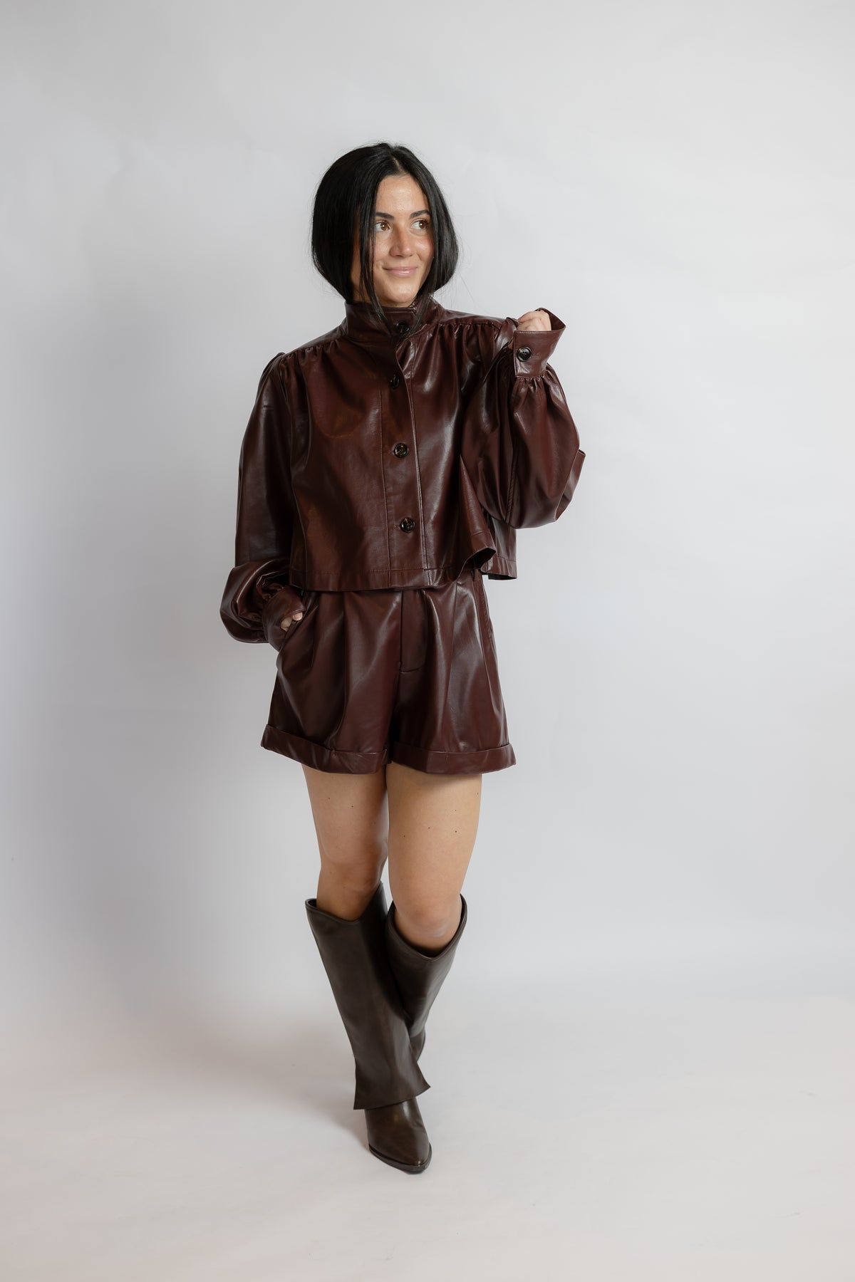 District Crop Leather Jacket