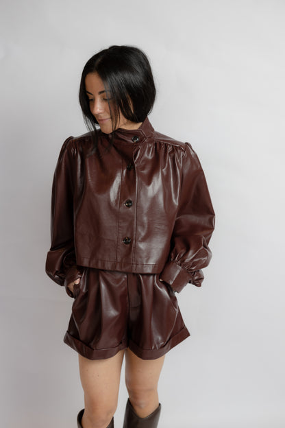 District Crop Leather Jacket