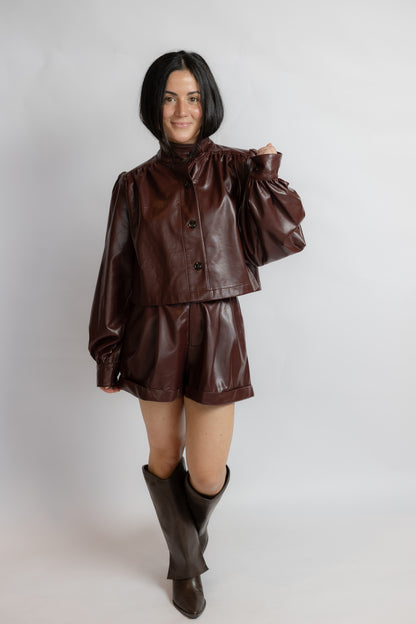 District Crop Leather Jacket
