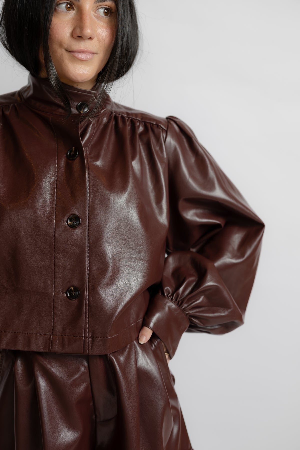 District Crop Leather Jacket