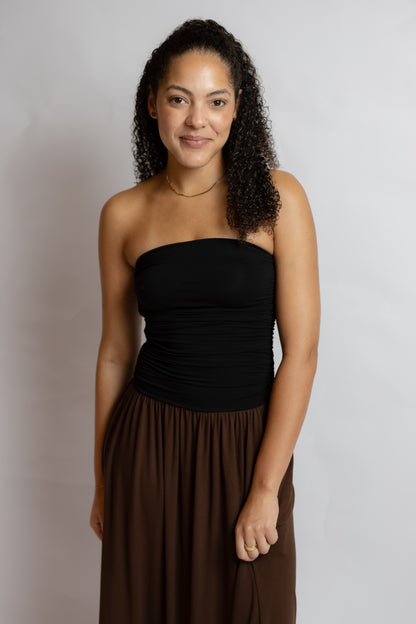 Hot Coffee Strapless Midi Dress