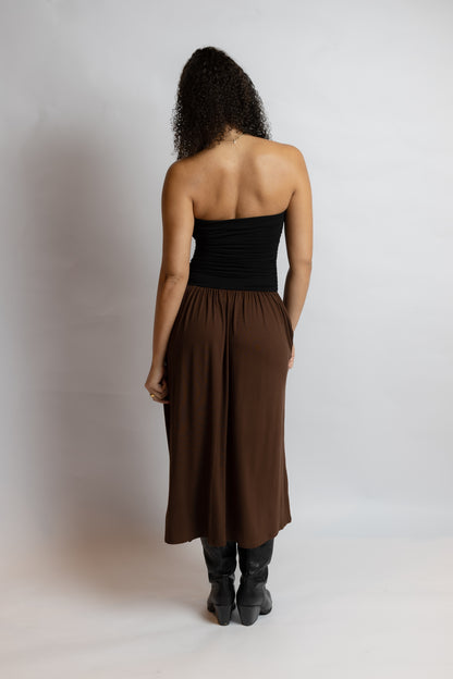 Hot Coffee Strapless Midi Dress