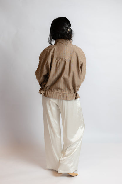 On My Own Funnel Neck Striped Jacket
