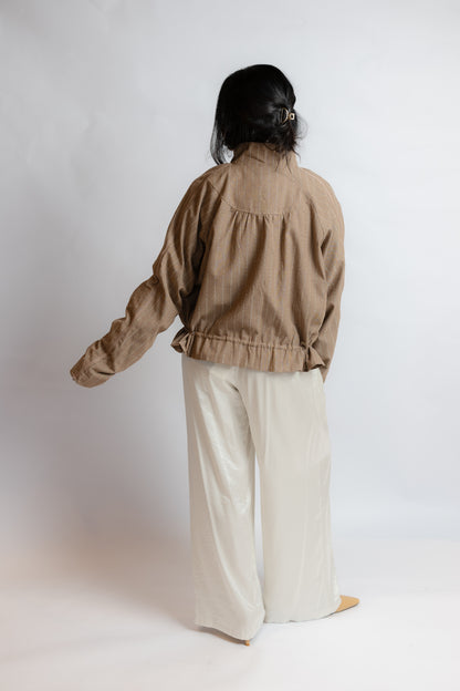 On My Own Funnel Neck Striped Jacket