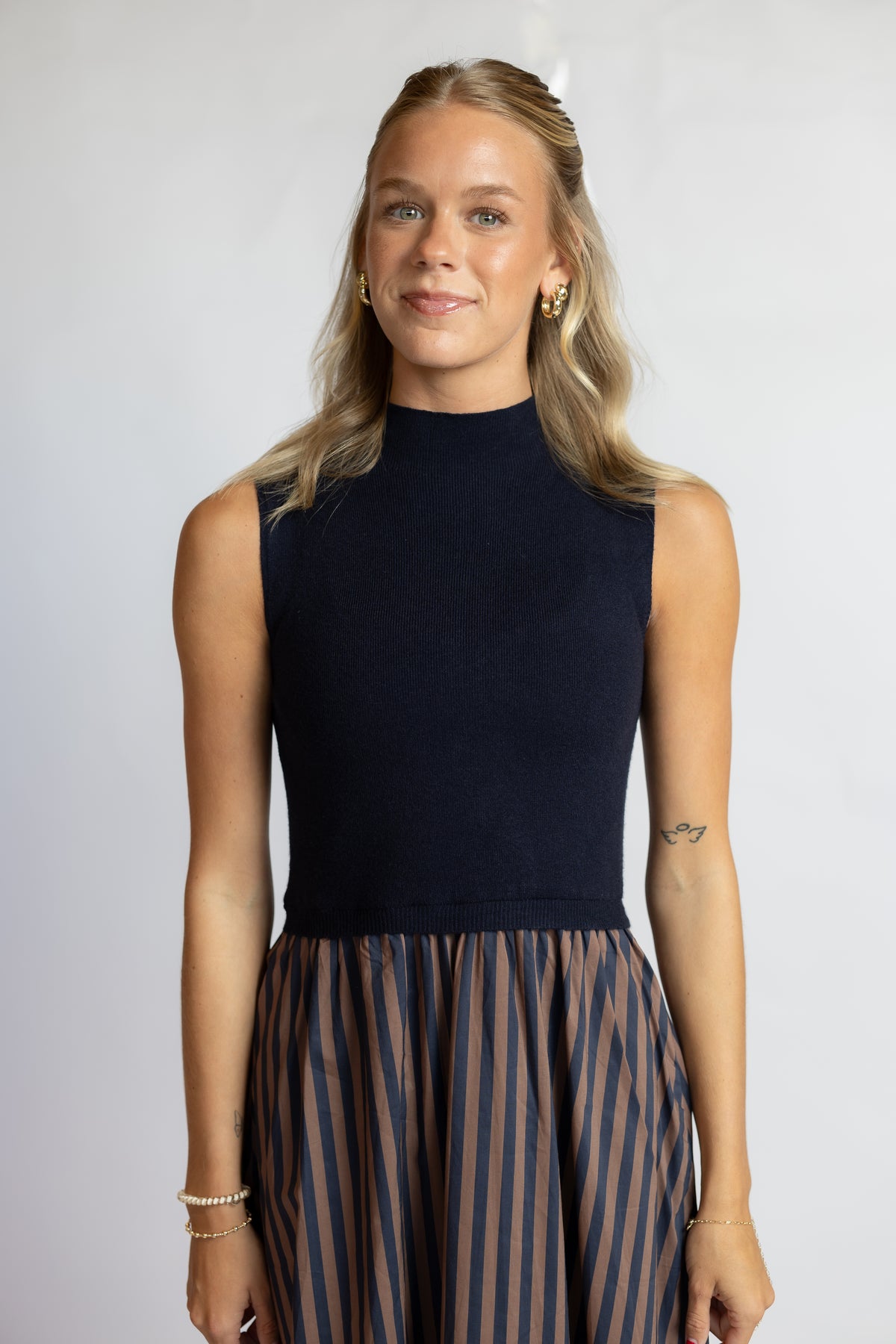 See The Way Striped Midi Dress