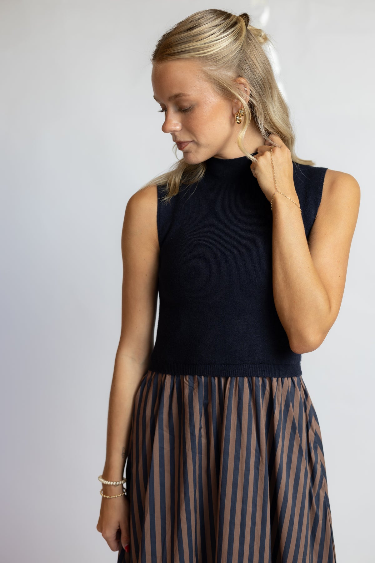 See The Way Striped Midi Dress