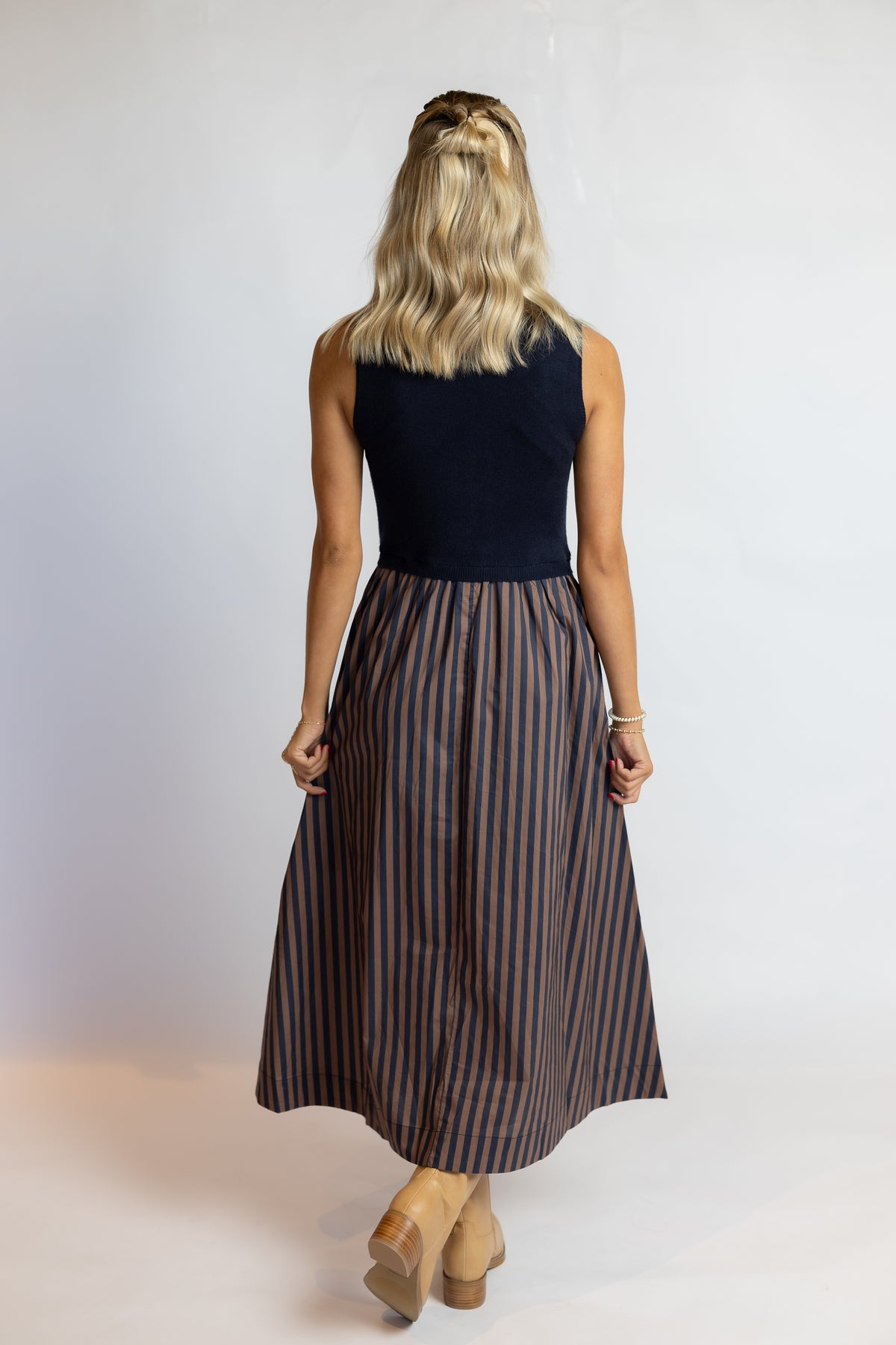 See The Way Striped Midi Dress