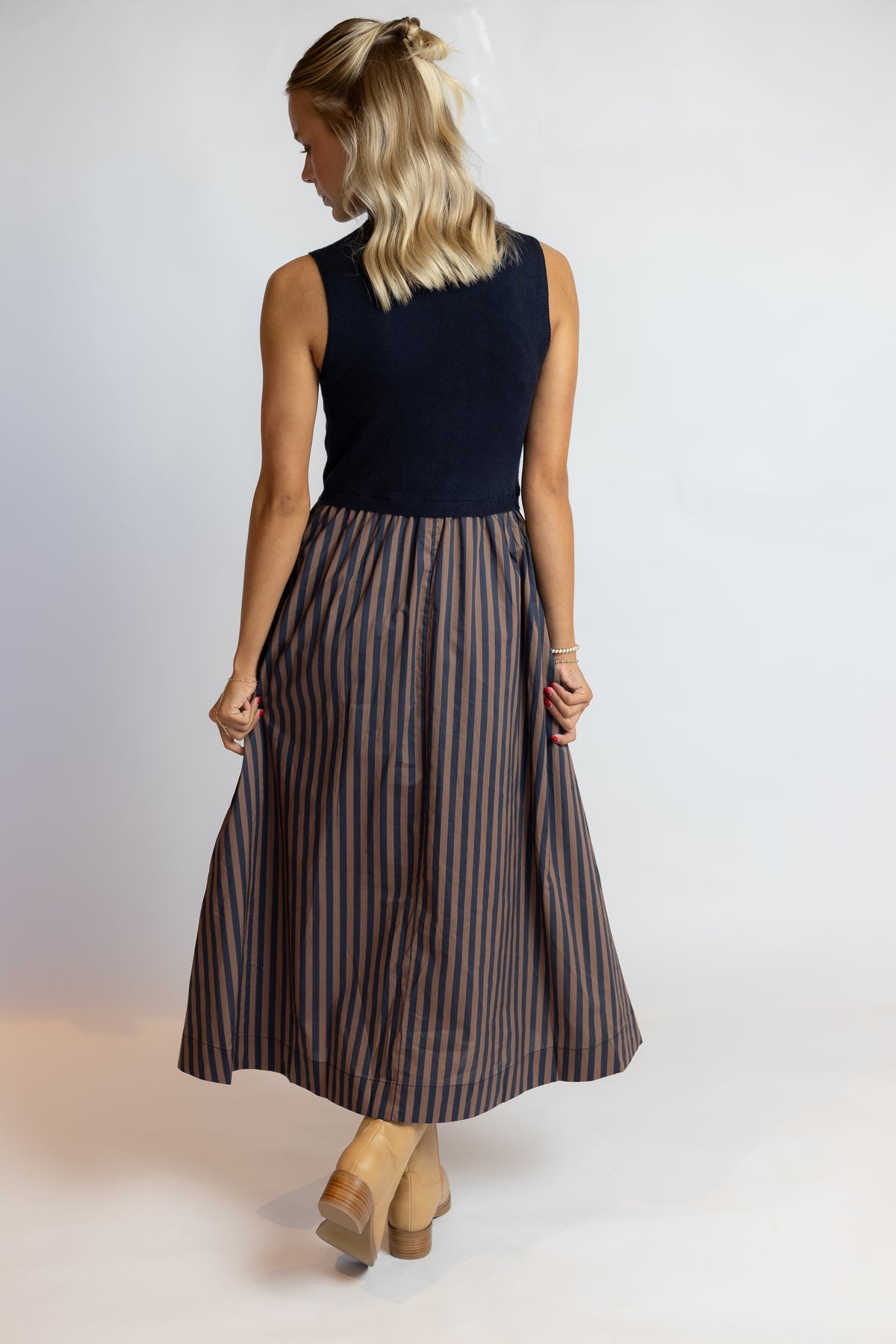 See The Way Striped Midi Dress