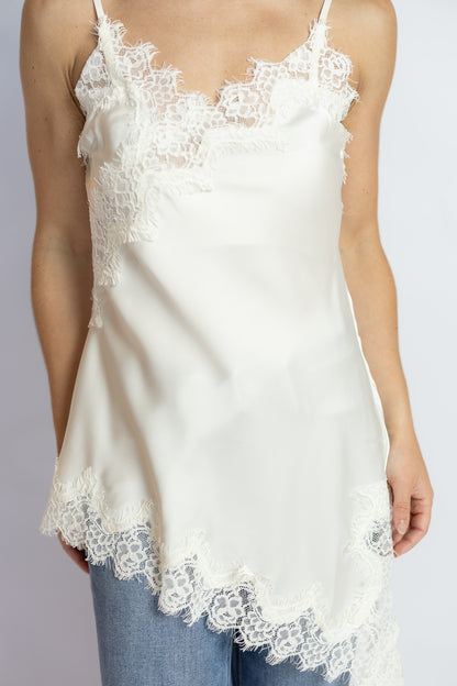 Laura Lace Trim Asymmetric Top