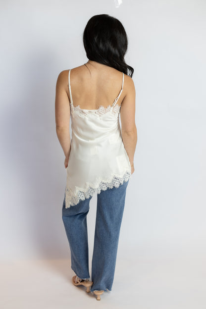 Laura Lace Trim Asymmetric Top