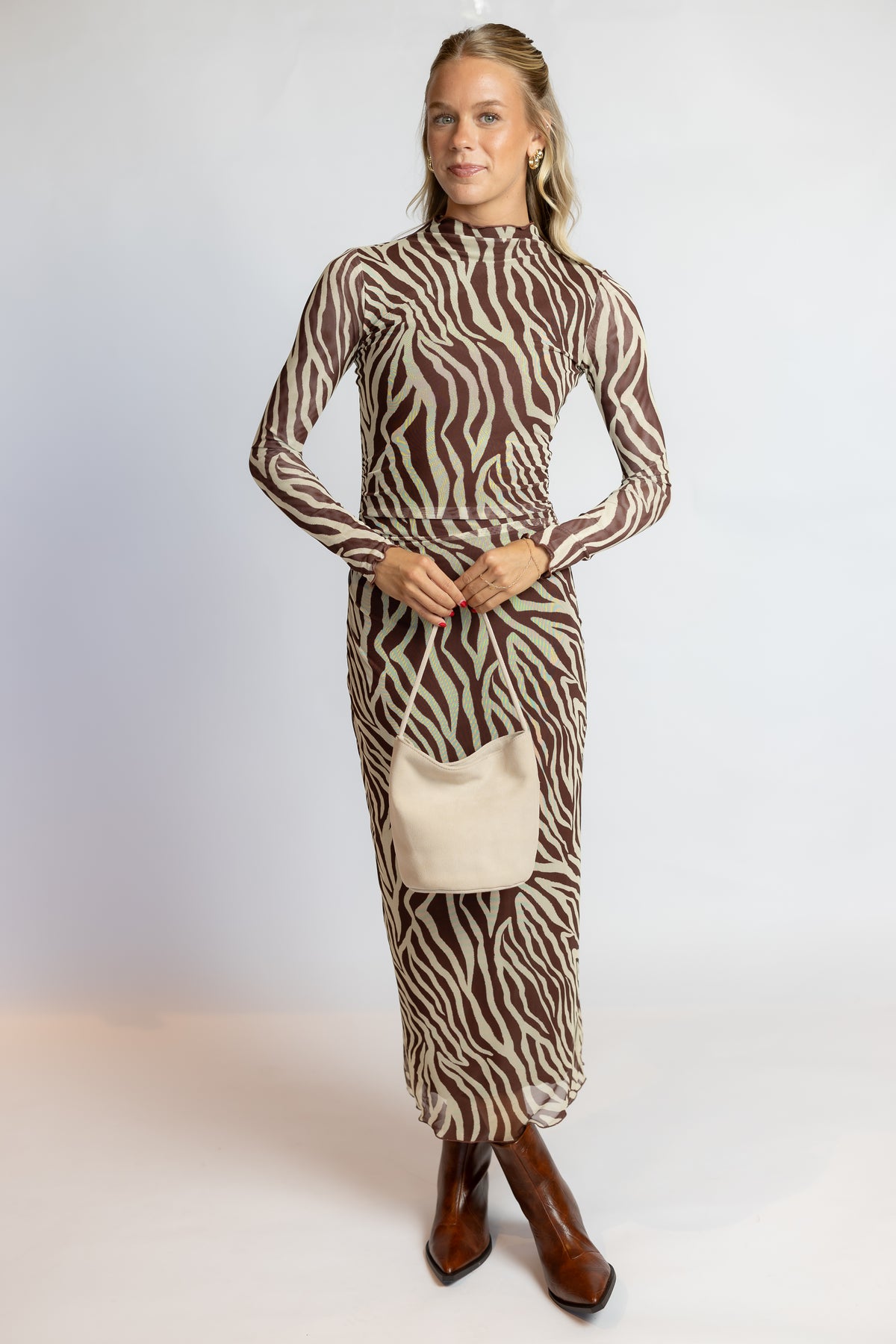 Sevilla Zebra Mesh Midi Dress