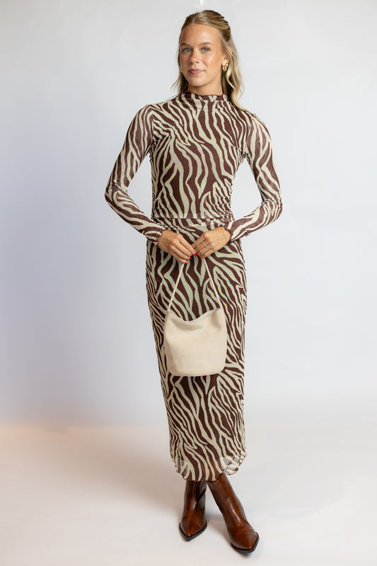 Sevilla Zebra Mesh Midi Dress