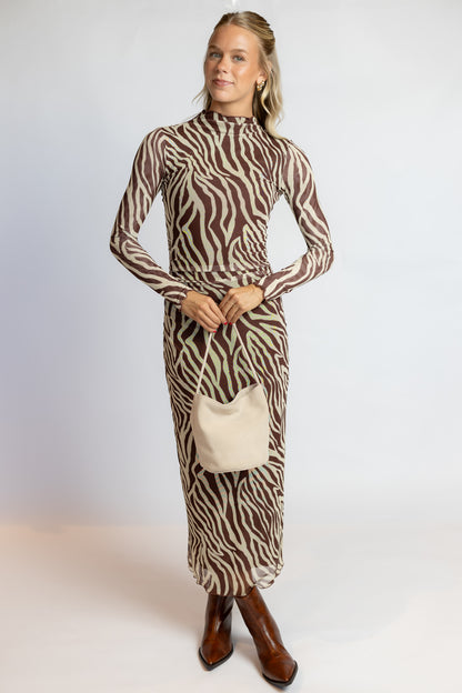 Sevilla Zebra Mesh Midi Dress