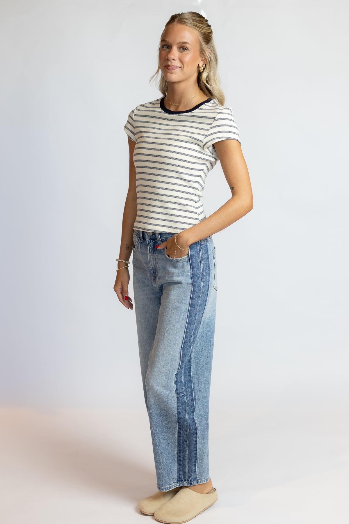 Jessie Side Panel Barrel Jeans