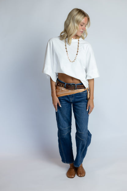 Sola Stud Belt Cognac