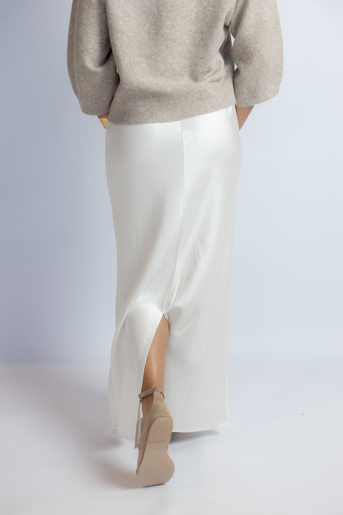 A Step Away Satin Midi Skirt