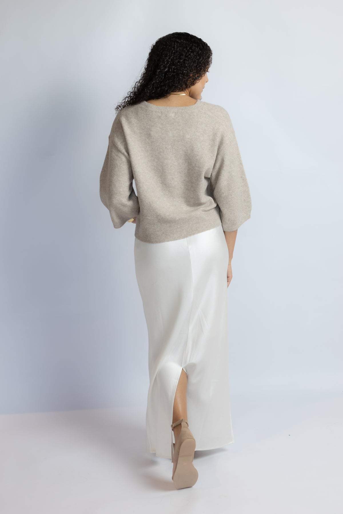 A Step Away Satin Midi Skirt