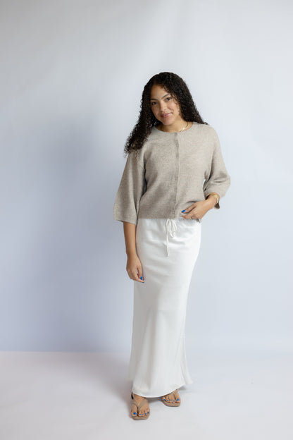 A Step Away Satin Midi Skirt