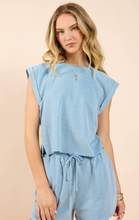 Load image into Gallery viewer, Sightseeing Cuff Sleeve Top Blue
