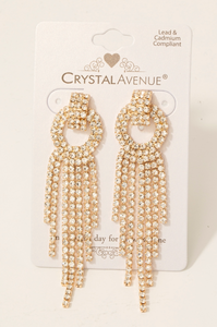 Push My Luck Rhinestone Earrings Gold