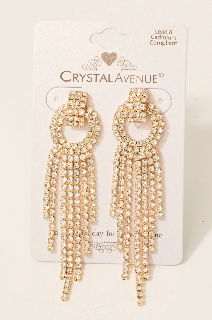 Push My Luck Rhinestone Earrings Gold