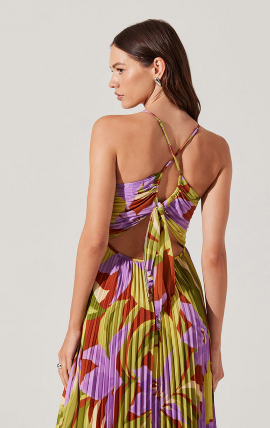 Blythe Floral Plisse Midi Dress