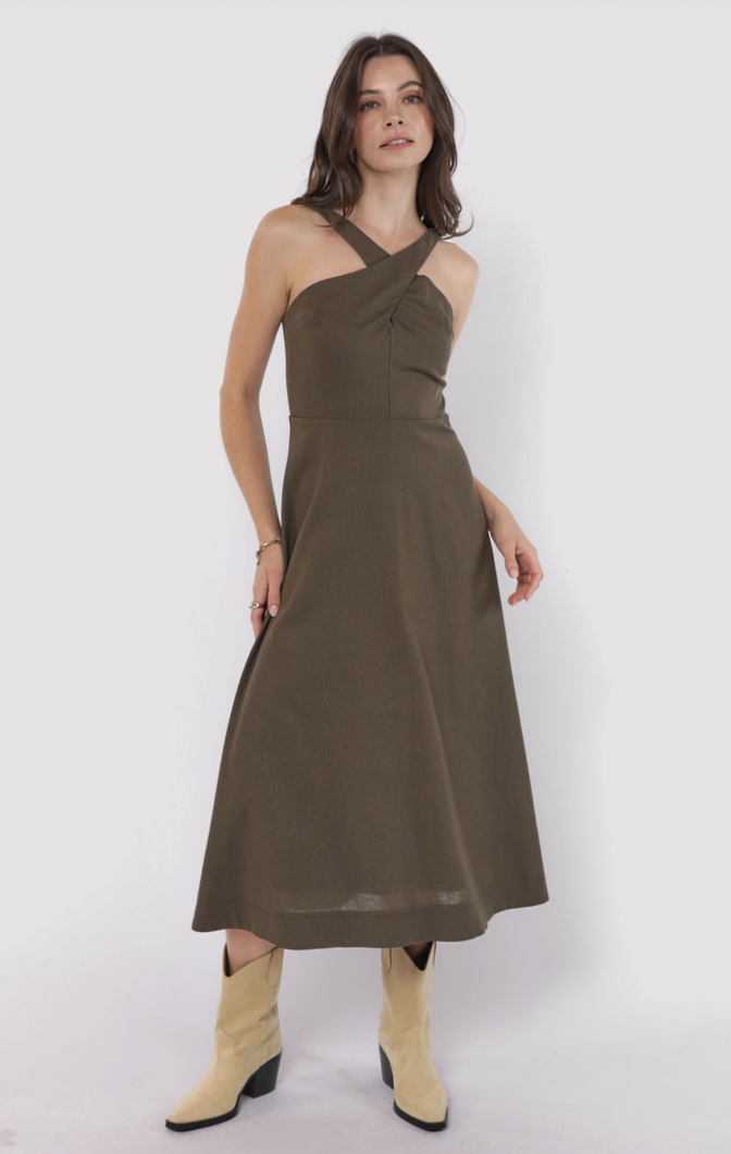Backyard Linen Halter Neck Dress
