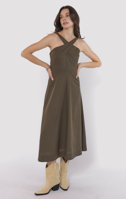 Backyard Linen Halter Neck Dress