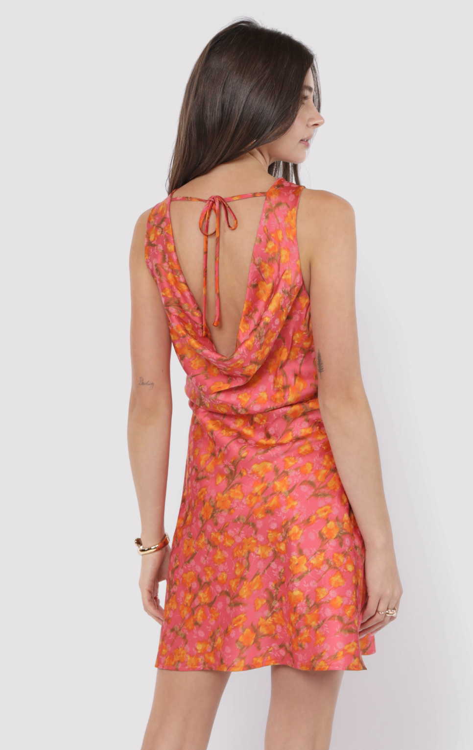 Glasses Up Cowl Mini Dress