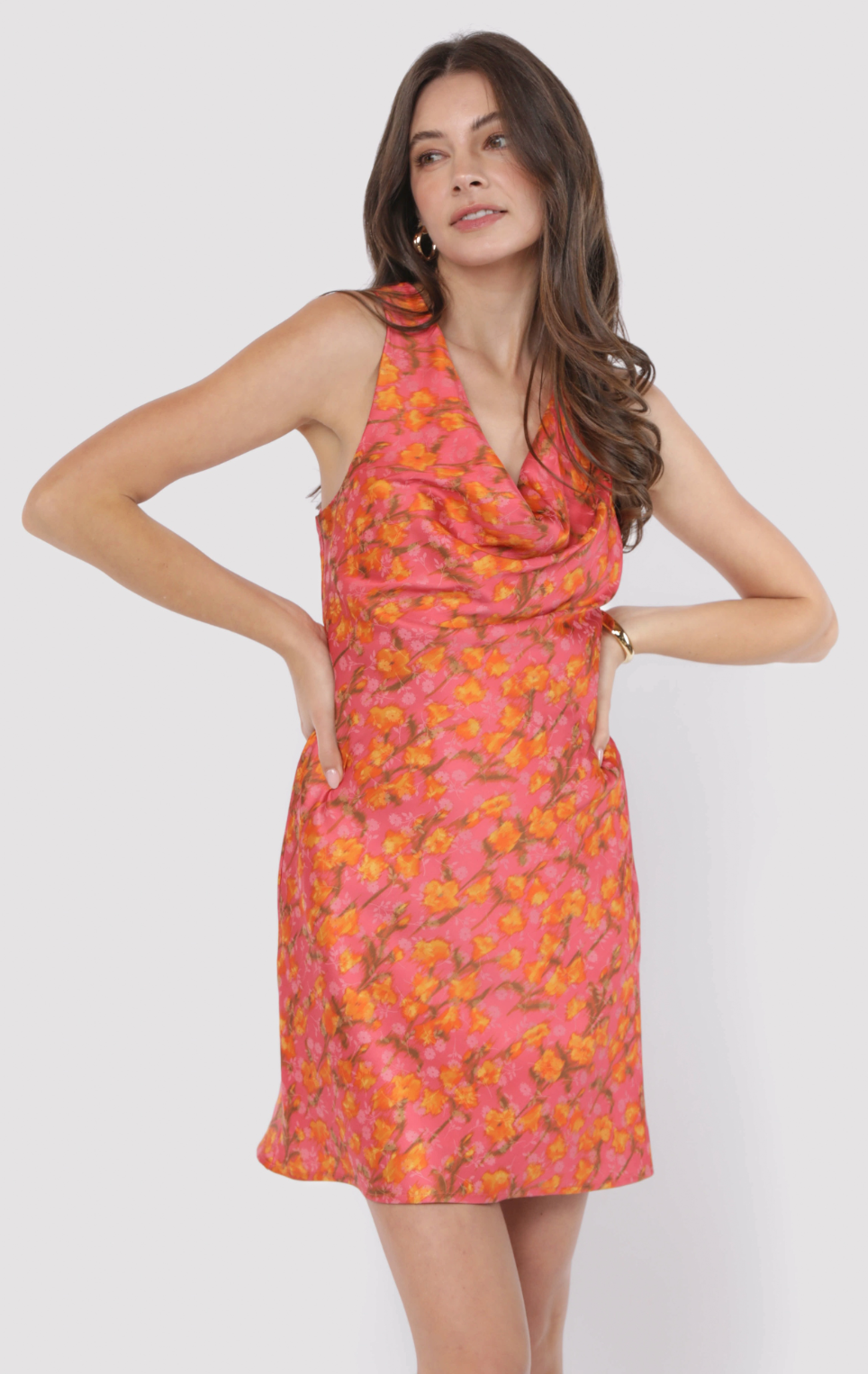 Glasses Up Cowl Mini Dress