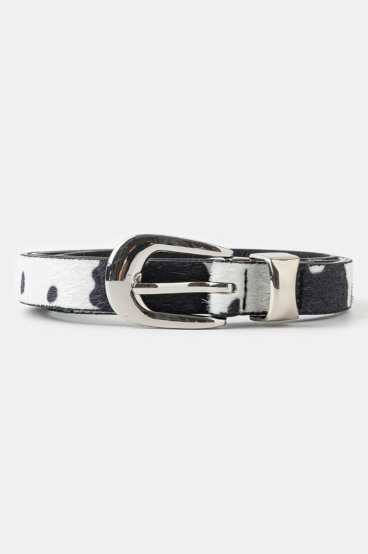 Cynthia Cow Hide Belt Black