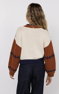 Sweet Rose Jacquard Zip Sweater Jacket